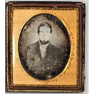 1/6th Plate Daguerreotype Of A Man In A Half Union Case With A Cover
